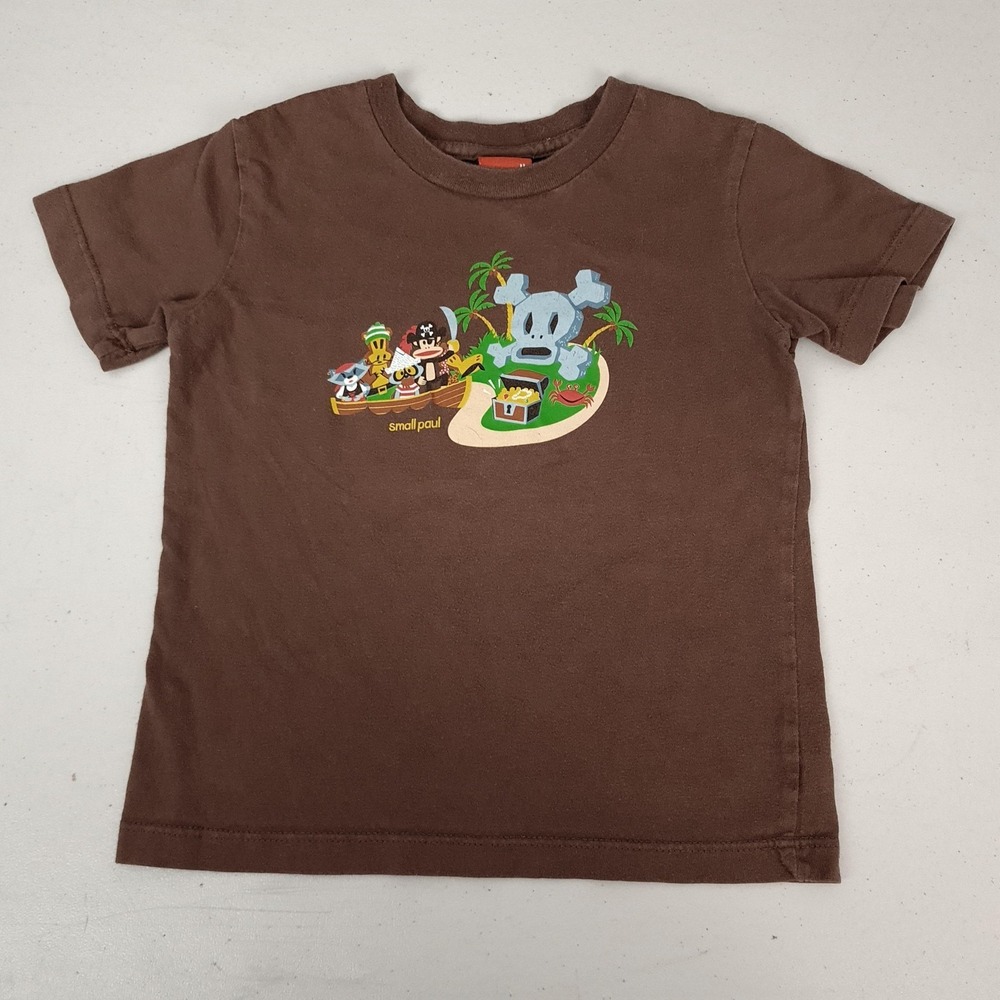 Paul Frank Shirt Boys 4T Brown Julius Pirate Treasure Graphic Small Paul Tee